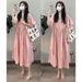 Summer New Korean Fashion Short Sleeve Maternity Dress_ecoleips.com