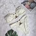 Women's High-Waisted Strapless Bikini Two-Piece Swimsuit Solid Color Cutouts Metallic Embellishments_ecoleips.com
