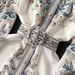 Women's Lantern Sleeve Lapel Single Breasted Printed Dress Waist Sweeping Palace Style Long Skirt Spring Autumn New Trendy_ecoleips.com