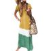 Plus Size Foreign Trade Women's Clothing Hot-Selling Loose Color-Block Patchwork Short-Sleeve European_ecoleips.com
