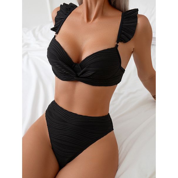 Yonghe New Cross Border European And American Solid Color Flying Split Swimsuit Female Sexy Beach Bikini Swimsuit Wholesale_ecoleips.com