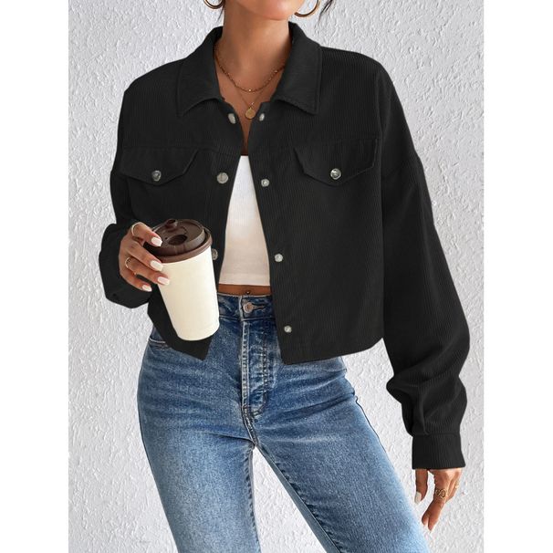 Women's Clothing Women's Casual Corduroy Jacket Single Breasted Short Coat Autumn Winter Long Sleeve For Formal & Casual_ecoleips.com