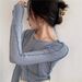 Huani Women's Long Sleeve T-Shirt Korean Style Topstitching Niche Design Solid Color Base Versatile Slimming Autumn Top_ecoleips.com