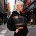 Women's Loose Solid Color Backless Hollow Mesh Patchwork Hoodie Sweatshirt Style Fashion New_ecoleips.com