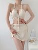 Women's Lace-Up Crochet Bikini Set - Sexy Halter Triangle Swimwear With Cut-Out Design (3-Piece High-Waisted Beach Vacation Pool Party Essential)_ecoleips.com