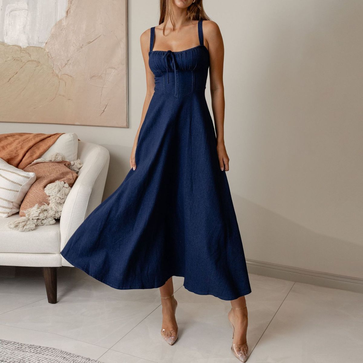 Women's Clothing New Suspender Skirt Summer Fashion Sexy Backless Sleeveless Denim Dress Female_ecoleips.com