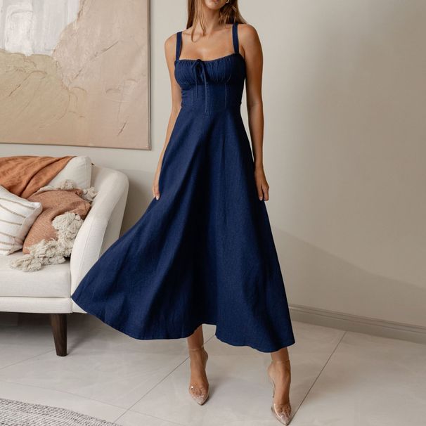 Women's Clothing New Suspender Skirt Summer Fashion Sexy Backless Sleeveless Denim Dress Female_ecoleips.com