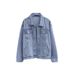 "Women's Oversized Denim Jacket - Vintage Washed Boyfriend Style Loose Fit Spring/Autumn Top (Light Blue/Black)"_ecoleips.com