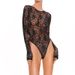 Lace Perspective Tight-fitting Hollow Women's Onesie European And American Street Hottie Top_ecoleips.com