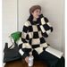 Winter/Summer Oversized Flat-Plaid Sweater With Retro Sophisticated Design Niche Top For Wholesale_ecoleips.com