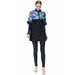 Conservative Three Piece Swimsuit Set Muslim Beachwear Long Sleeved Floral Skirt Long Pants Sun Protection Swimwear For Women_ecoleips.com