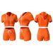 Women's Clothing Zip Up Cardigan Solid Color Short Top With Hood Two Piece Set_ecoleips.com