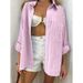 Striped Shirt Women's Elegant Versatile Long Sleeve Shirt Cardigan Loose Top Women's Clothing_ecoleips.com