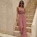 Women's Solid Color Chiffon V Neck Sleeveless High Waist Tie Belt Jumpsuit – Loose Fit Flowy Premium Romper For Spring Fall 2026_ecoleips.com