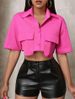 Women's Clothing Design Niche Lapel Loose Solid Color Cardigan Top Autumn And Winter New Temperament Double Pocket Short Shirt_ecoleips.com