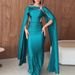 Sexy Off Shoulder High Waist Bridesmaid Dress Lady Casual Shawl Sleeves Slim Long Dress Elegant Draped Solid Color Evening Dress_ecoleips.com