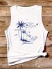 Women's Summer Coconut Tree Print Large Casual Sleeveless Loose Tank Top T-shirt_ecoleips.com