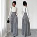 2025 Autumn New European And American Cross-Border Women's Elegant Houndstooth Buttoned Overalls_ecoleips.com