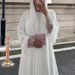 Women's Clothing Elegant Dubai-Inspired Lace Long Sleeve Dress Set – Modest Abaya With Matching Scarf (White, S-XL, Chiffon & Polyester Blend)_ecoleips.com