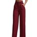 Women's High-Waisted Pleated Wide-Leg Pants – Comfortable Office & Casual Trousers, Stretch Polyester, Straight Fit_ecoleips.com