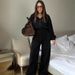 Women's Long-Sleeve Jumpsuit – Semi-Open Front & Elastic Waist (Straight-Leg, 6 Colors) | Casual Streetwear For Spring & Fall_ecoleips.com
