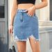 Women's Clothing New Washed Edge Denim Short Skirt Skirt Trend_ecoleips.com
