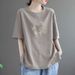 Mom's Plus-Size Women's Clothing, 2026 Summer Loose, Casual, Comfortable, Fashionable And Artistic T-Shirt For Outerwear_ecoleips.com