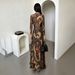 Women's Clothing High Neck Long Sleeve Top Spring New Animal Snake Print High Slit Long Top_ecoleips.com
