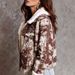 Vintage Cow Print Corduroy Jacket For Women, Soft Warm Winter Coat, Oversized Casual Outerwear With Pockets_ecoleips.com