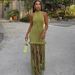 New Spring/Summer European And American Women's Fashion Solid Color Tassel Design Sexy Halter Neck Backless Slim Dress_ecoleips.com