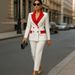 Contemporary Two-Tone Women's Suit Set - Blazer & Trousers For Office & Evening (S-Xxl) Global Fit Standards_ecoleips.com
