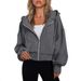 Women's Clothing Fashion Queen Hoodie Women Full Zip Cropped Sweatshirt Jacket Casual Comfort Gym Tops_ecoleips.com