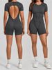 K Three Dimensional Splicing Sports One-piece Yoga Suit, Tight Fitting Short Sleeved Backless Jumpsuit, Fitness Suit_ecoleips.com