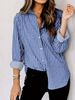 Women's Clothing New Casual Striped Long Sleeved Button Shirt Female_ecoleips.com
