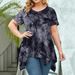 Plus Size Tie-Dye V-Neck T-Shirt – Asymmetrical Hem, Loose Fit Casual Top For Women (XL-5XL)_ecoleips.com