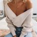 Women's Oversized Knit Sweater Soft Casual Long Sleeve Pullover Top With Lantern Sleeves - Spring Fashion Solid Color Loose Fit Tunic For Daily Wear _ecoleips.com