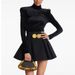 Women's Clothing New Velvet High Collar Bottoming Top Metal Button A Line High Waist Skirt Suit_ecoleips.com