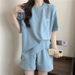 Women's Clothing In Summer Sports Casual Style Hemmed Short Sleeved T Shirt A Line Wide Leg Shorts Two Piece Suit_ecoleips.com