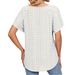 Women's Casual Fashion T-Shirt With Eyelet Lace-Up Neck Flutter Sleeves, Polka Dot European And American Style, Short_ecoleips.com