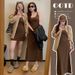 Autumn New Korean Fashion Knitted Camisole + Cardigan Jacket 2-Piece Set Maternity Dress_ecoleips.com