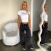 Women's Clothing Fashion Retro Pocket Washed Straight Workwear Jeans Joint Wide Leg Casual Jeans_ecoleips.com