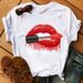 New Women's Plus-size Casual T-shirt With Colorful Lips Print, Short-sleeved Top For Women_ecoleips.com