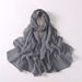 Women's Clothing Elegant Chiffon Scarf With Pearl Beading & Wavy Hem – Lightweight Middle Eastern Head Wrap, 70x175cm, Summer Sun Protection_ecoleips.com