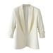 Cross-border Women's Fashion 2024 Spring Autumn New European And American Style Buttonless Pleated Sleeve Slim-fit_ecoleips.com