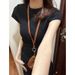 Front Shoulder Short Sleeve Women's Summer Slim Spice Girl Bottom Top Skinny Top Crew Neck Grey T-Shirt_ecoleips.com