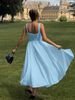 Hugcitar Elegant Square Collar Straps Backless Sexy Slim Pleated Midi Dress Summer Women Fashion Clothes Birthday Party Vacation_ecoleips.com