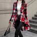 Women's Elegant Plaid Button Front Jacket Long Sleeve High Low Flared Design Spring/Autumn_ecoleips.com