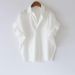 Women's Retro Hong Kong Style Short Sleeve Shirt Loose Batwing Sleeve Collar Top Summer Fashion White All Match_ecoleips.com