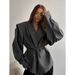 In-stock Solid Color Fashionable Lapel Waist-tied Blazer 2025 Early Autumn European And American Cross-border New Style_ecoleips.com