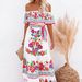 2023 Independent Station New European And American Spring Summer Off-Shoulder Red Flower Print Long Flared Dress_ecoleips.com